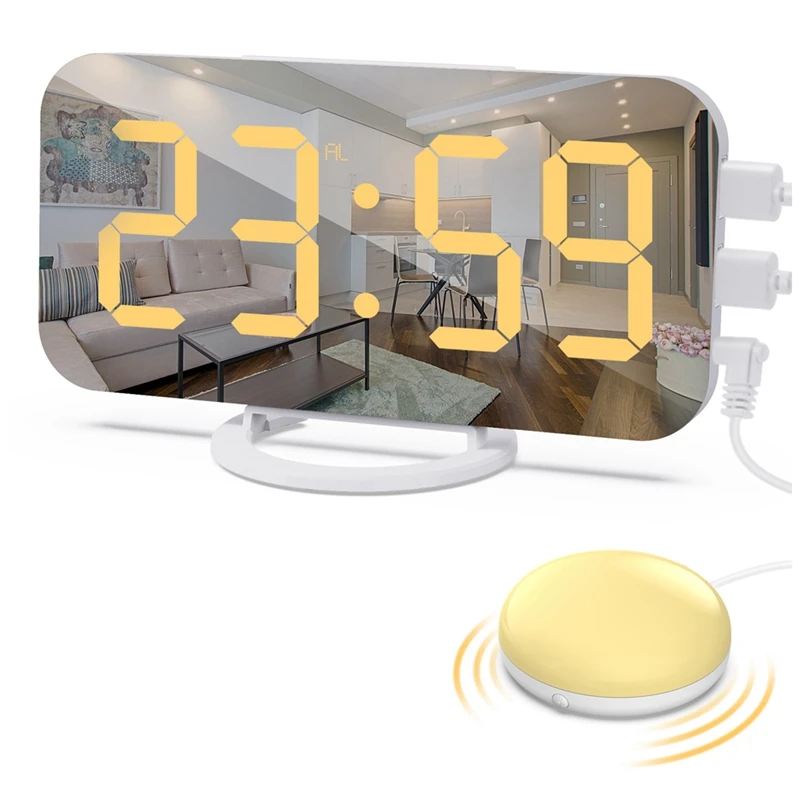 

Loud Digital Alarm Clock Adjustable LED Light Snooze Alarm For Heavy Sleepers Adults With Bed Shaker