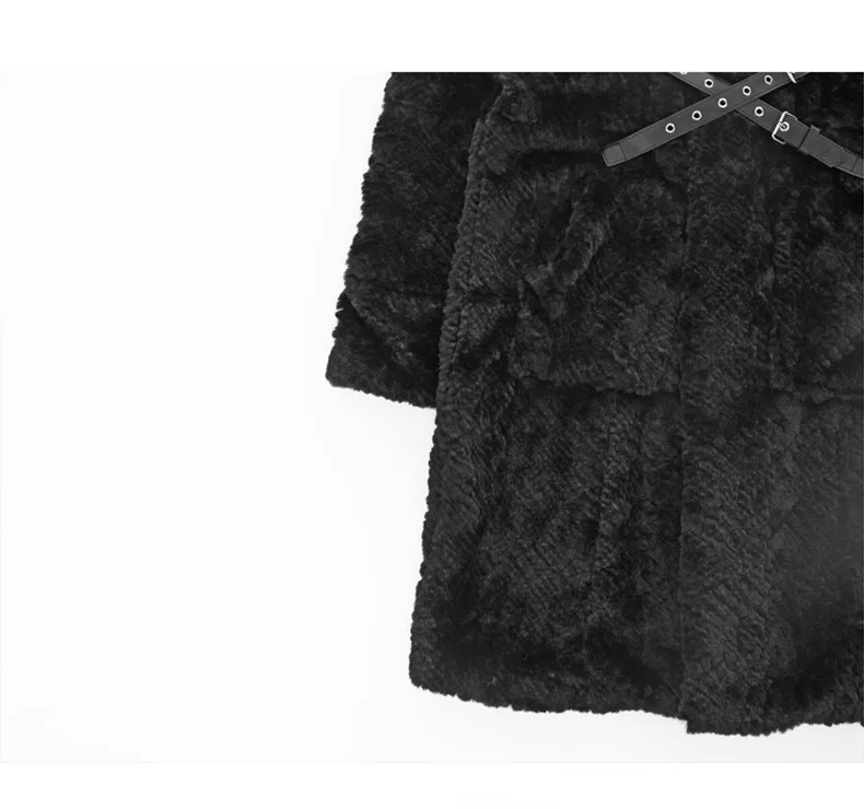 Lautaro Winter Cool Long Loose Casual Soft Thick Warm Black Fuzzy Faux Fur Coat Women Stand Collar Punk Style Fluffy Jacket 2023