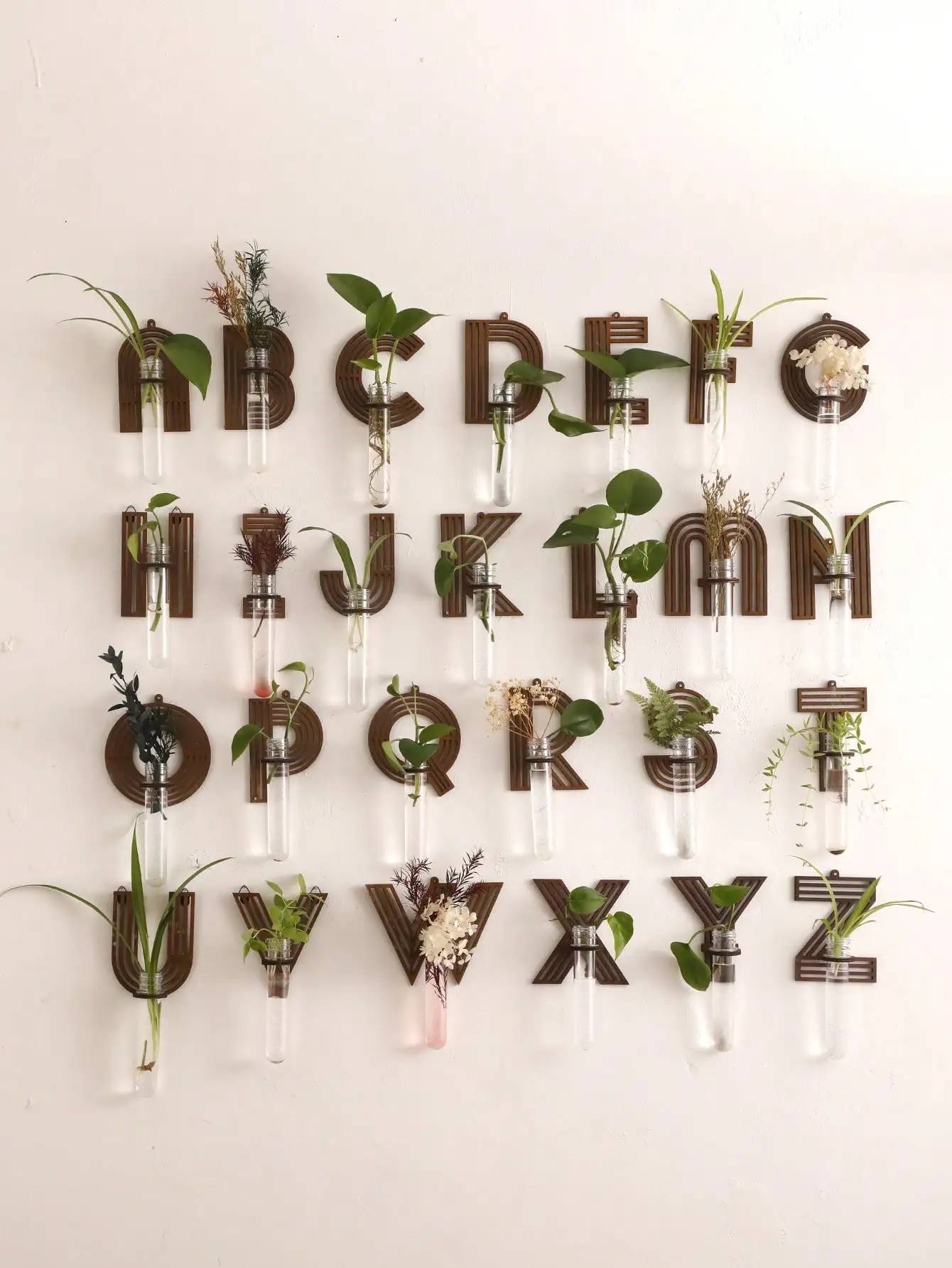 A-Z Alphabet Plant Propagation Stations ，With Wooden Stand，26styles DIY Plant Propagation Tubes， Plant Lover Hydroponics Decor