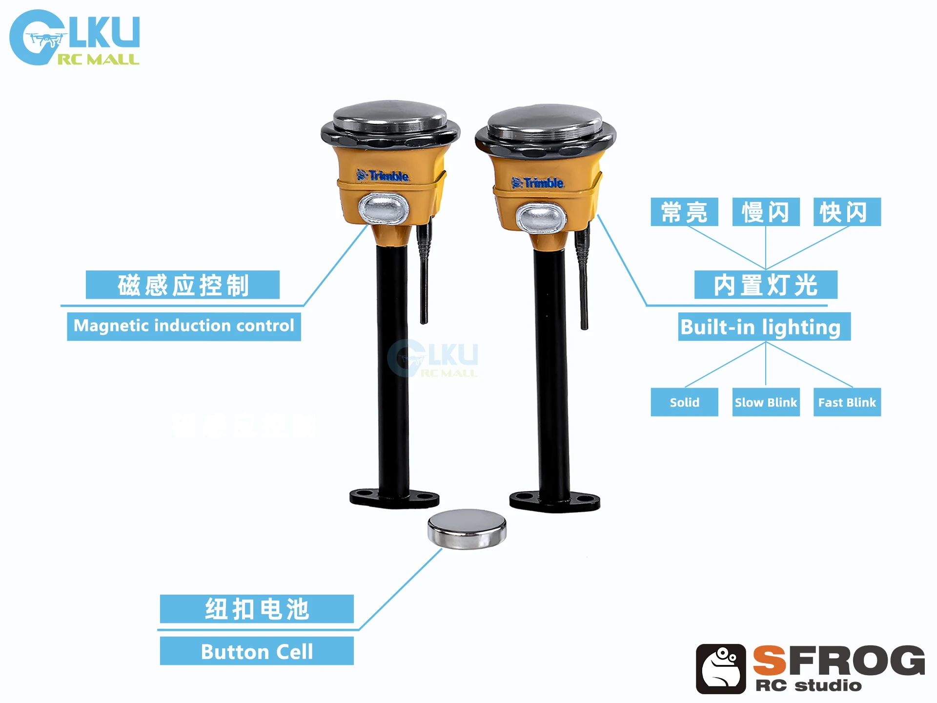 Pièces décoratives GPS Super Frog 1/14 avec contrôle magnétique pour Lesu Cut Frog JDM Kabolite 1/14 RC, pièces de modèle de pelle