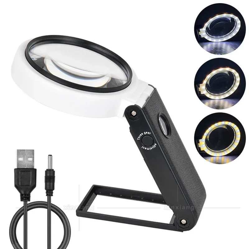 user-friendly 25X Magnifying Lens: Handheld, Eye-Loupe for Coins & Stamps, Jewelry Illuminated Foldable Magnifier