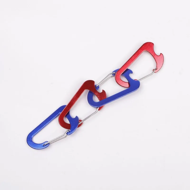 خطاف ظهر متعدد الوظائف بخطاف معدني مقاس 8 على شكل قرع مسطح مع فتاحة زجاجات للتخييم والمشي لمسافات طويلة في الهواء الطلق أداة صغيرة،