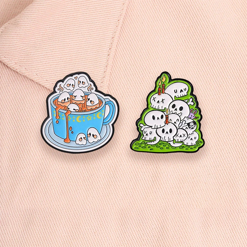 ADHD Mental Health Enamel Pins Halloween Ghost Coffee Cup Social Anxiety Feminist Girl Power Judge Lawyer Duck Badge Jewelry Gif 2