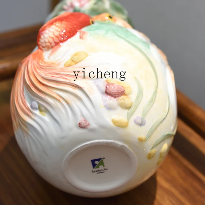 ZZ ceramic goldfish vase ornament living room flower arrangement dining room decoration office entrance entrance home decoration