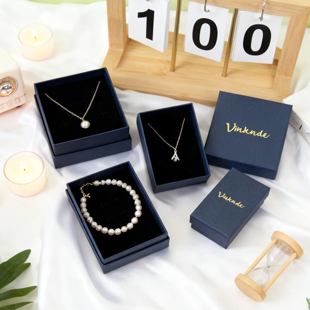 

24pcs Packaging and Display Jewelry Boxes Wedding Gifts Black Red Blue Lychee Pattern Paper Storage Box Bracelet Earrings Case