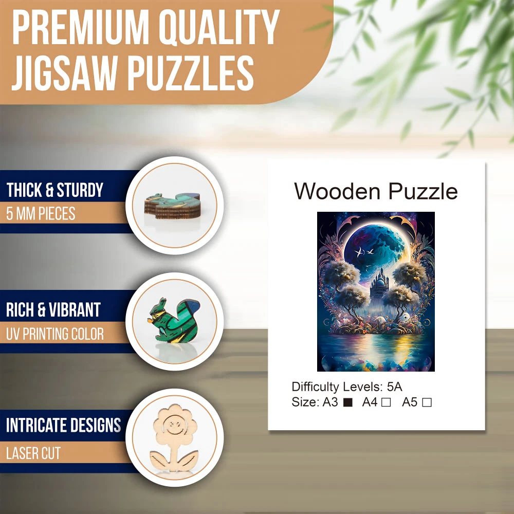 Castle Under the Moon Wooden Puzzle, High Difficulty Toys Puzzle, Concentration Training,  Christma Birthday Holiday Gifts