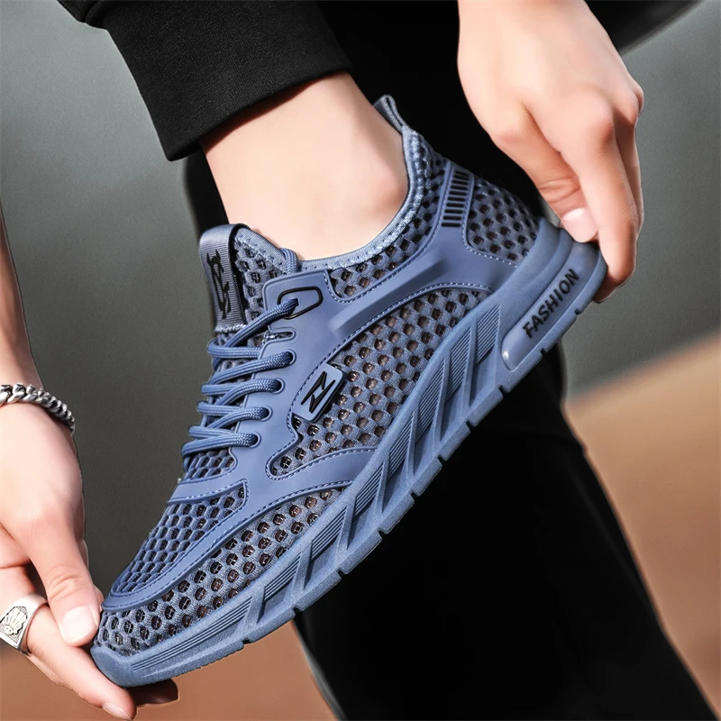 YRZL Men's Walking Shoes Breathable Mesh Lightweight Anti Slip Soft Sole Men's Casual Athletic Footwear Comfortable Shoes