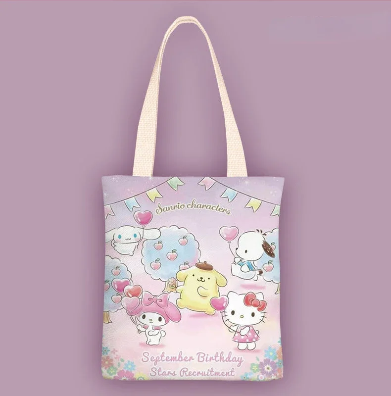 Sanrio Kawaii Anime Cartoon Series Bolsa de Lona, Pequena, Fresca, Uma Variedade de Populares, Presentes Estudantis, Simples, Classe