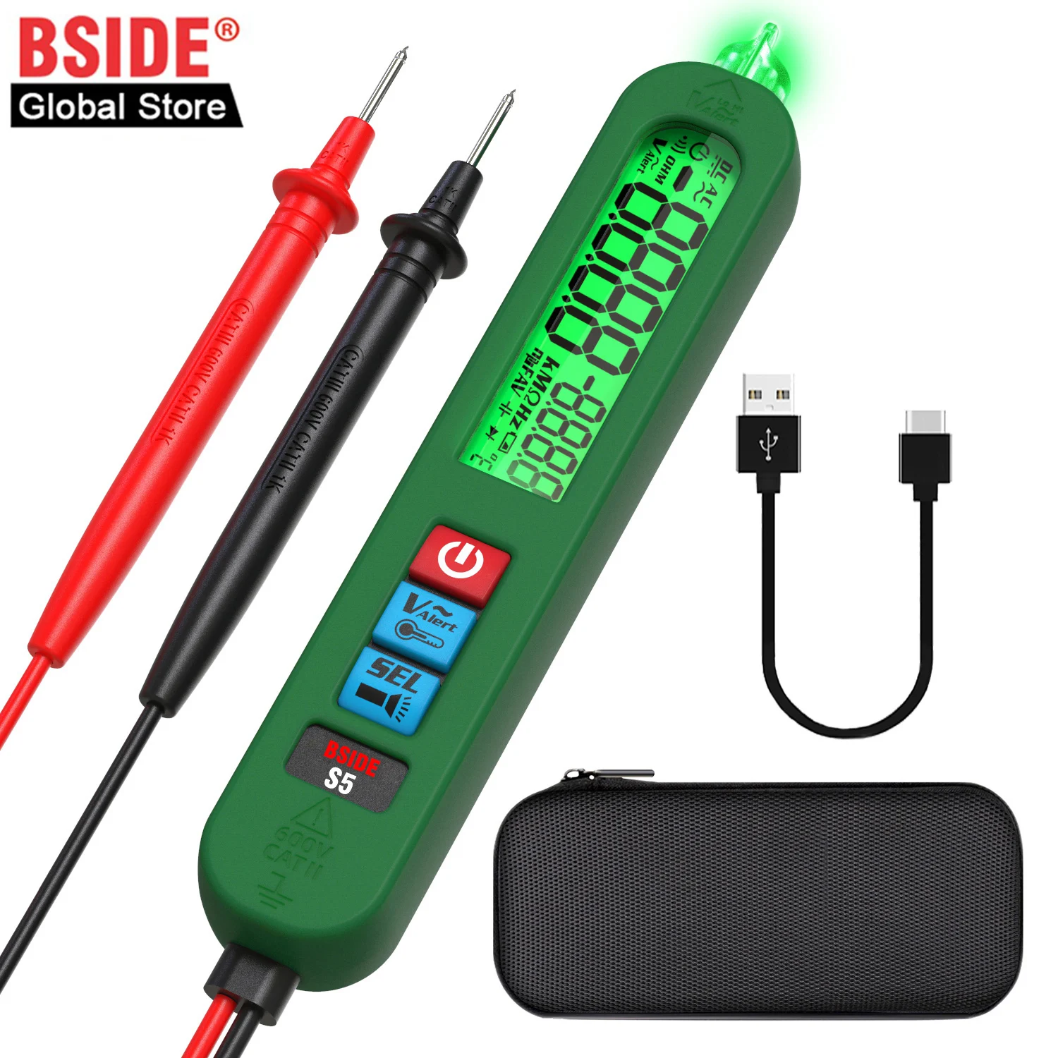 TK HOT BSIDE S5 Smart Digital Multimeter Rechargeable USB Tester Display 9999 AC DC Voltage Automatic Capacitor Ohm Diode Non Co