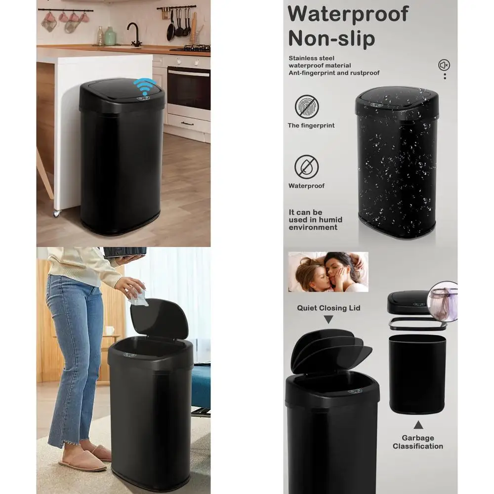 

50l stainless steel touchless trash bin with motion sensor for kitchen and bathroom