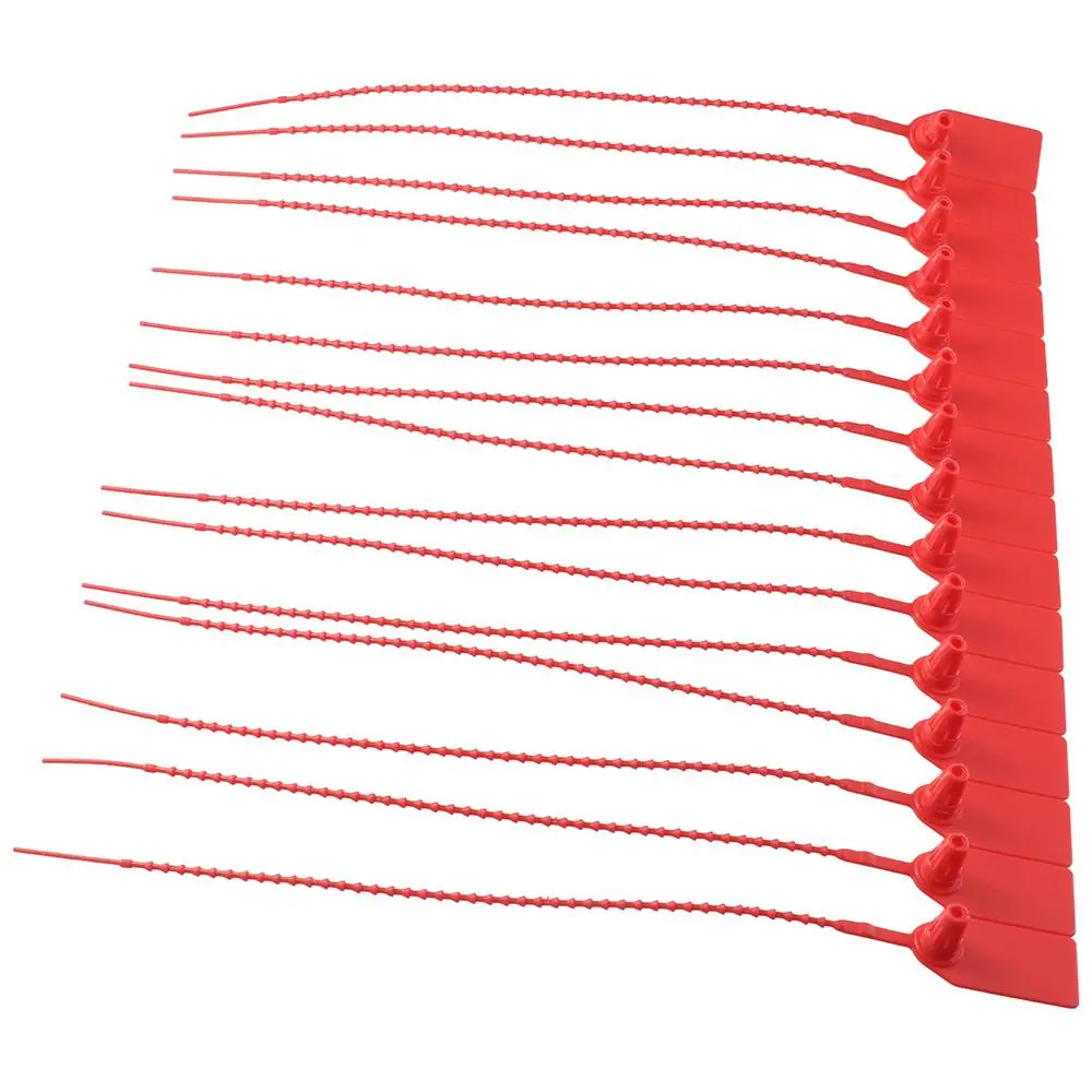 100pcs New Plastic Tamper Seals Red Disposable Numbered Zip Ties 250mm Pull Tite Security Tags Anti Demolition and Anti-theft