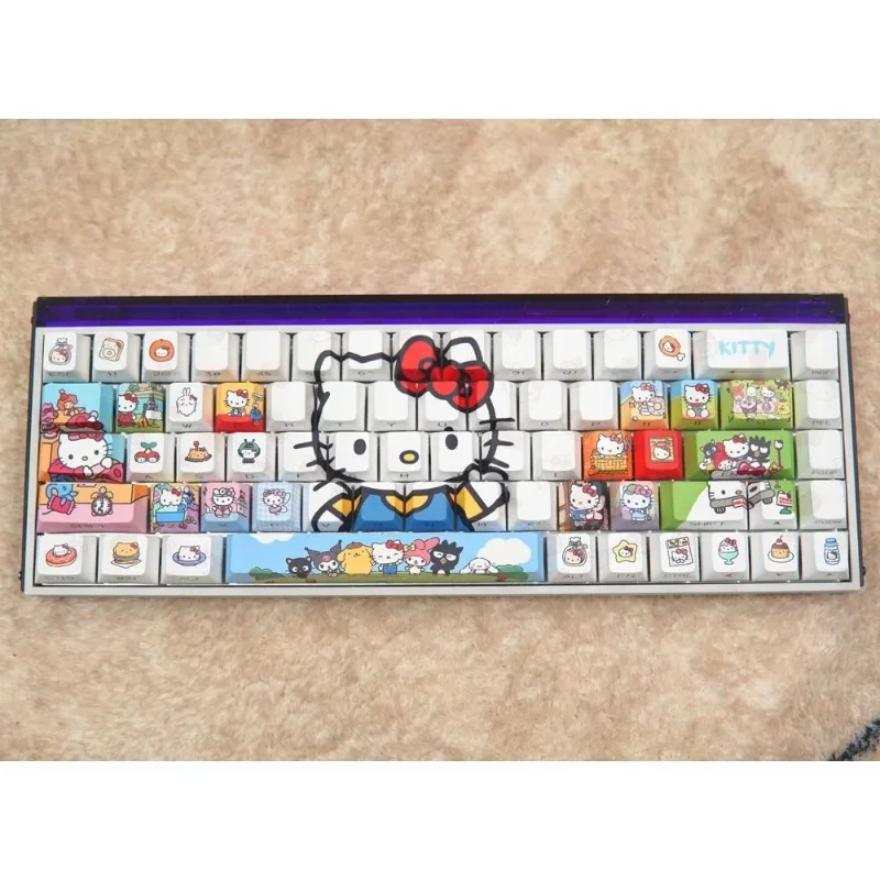 

MINISO Sanrio аниме Kawaii hello kitty колпачки для клавиш CHERRY механическая клавиатура колпачки для клавиш милые колпачки для ключей из ПБТ аксессуары для клавиш
