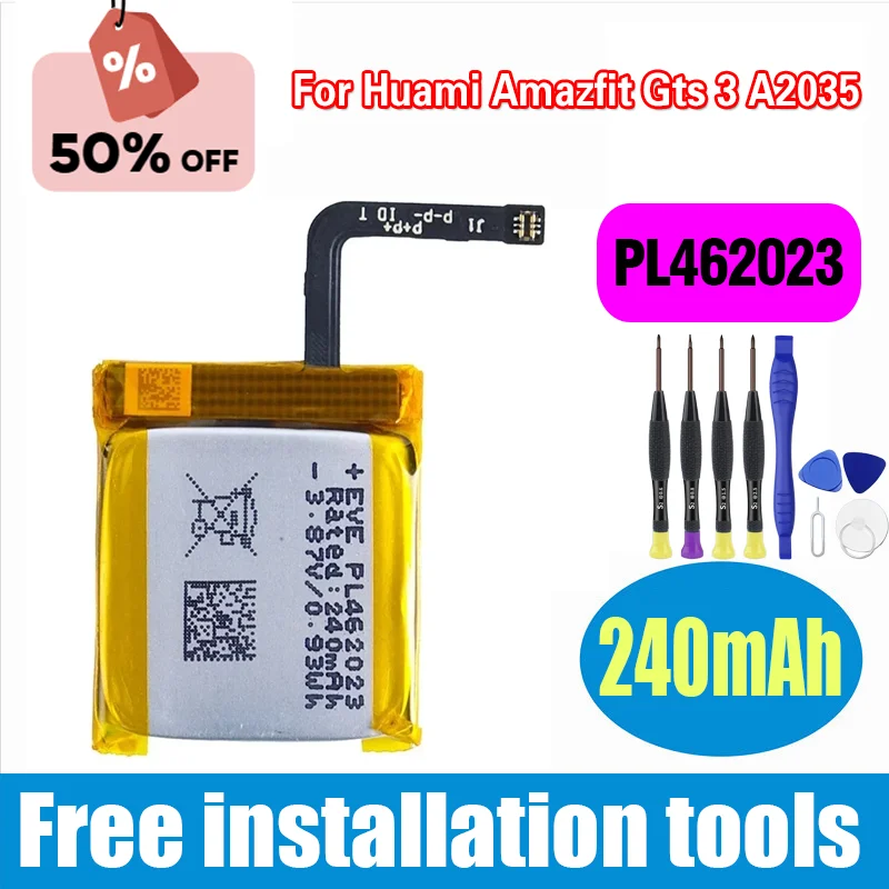 

240mAh PL462023 Replace The Battery For Huami Amazfit Gts 3 A2035 Smart Watches Batteries + TOOLS