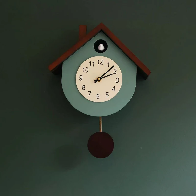 Wooden Cuckoo Bird Wall Clock Pendulum Creative Living Room Pendulum Clock Hanging Luxury Entrance Clocks Vintage Home Decor