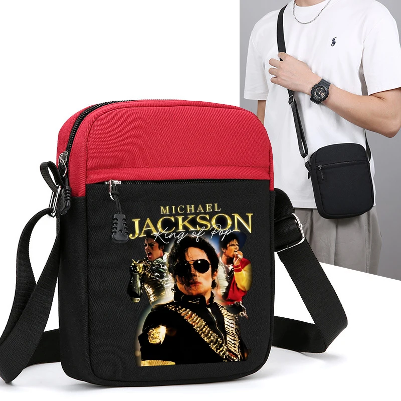 The King of Pop Michael Jackson Umhängetasche für Herren, Mini-Umhängetasche, lässige Umhängetasche aus Nylongewebe, modische Handytaschen