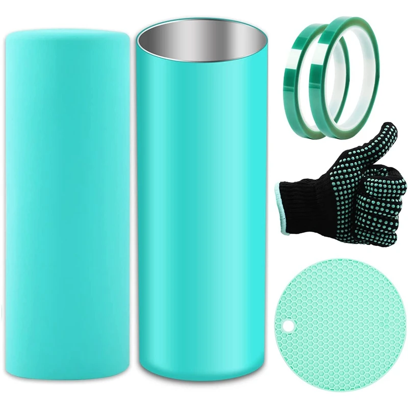 Sublimation Tumblers Wrap Silicone Bands Sleeve Kit For 20 Oz Blanks Cups Full Wrap Heat Resistant Gloves,Transfer Tapes