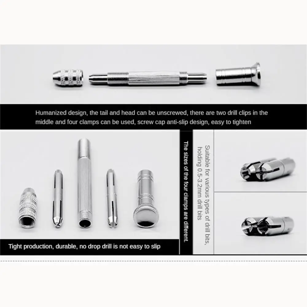 With Keyless Chuck Hand Twist Drill Handmade Tools Mini Manual Puncher 0.8mm-3.0mm HSS Drill Bits Hand Drilling Tool