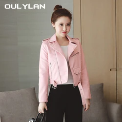 High Quality With Belt Autumn Women Leather Jacket 5 Colors Moto Biker Asymmetric Zipper Female Faux Leather Coat Outwear