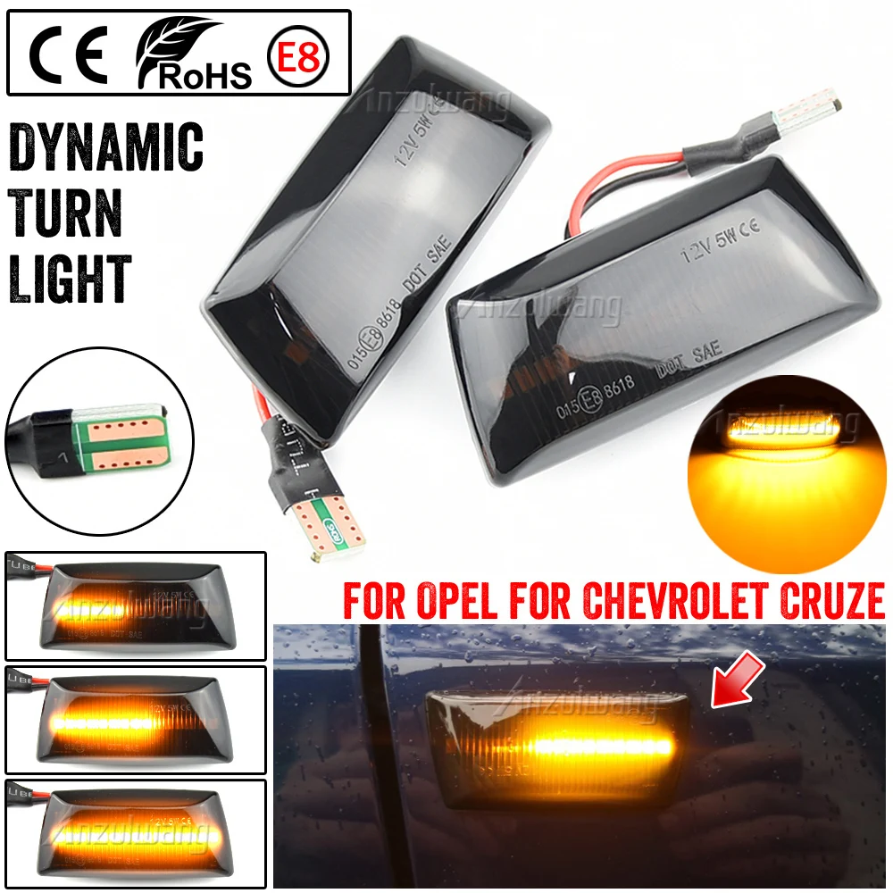 

For Opel Insignia A Astra H Zafira B Corsa D For Chevrolet Cruze Led Dynamic Side Marker Turn Signal Light Sequential Blinker