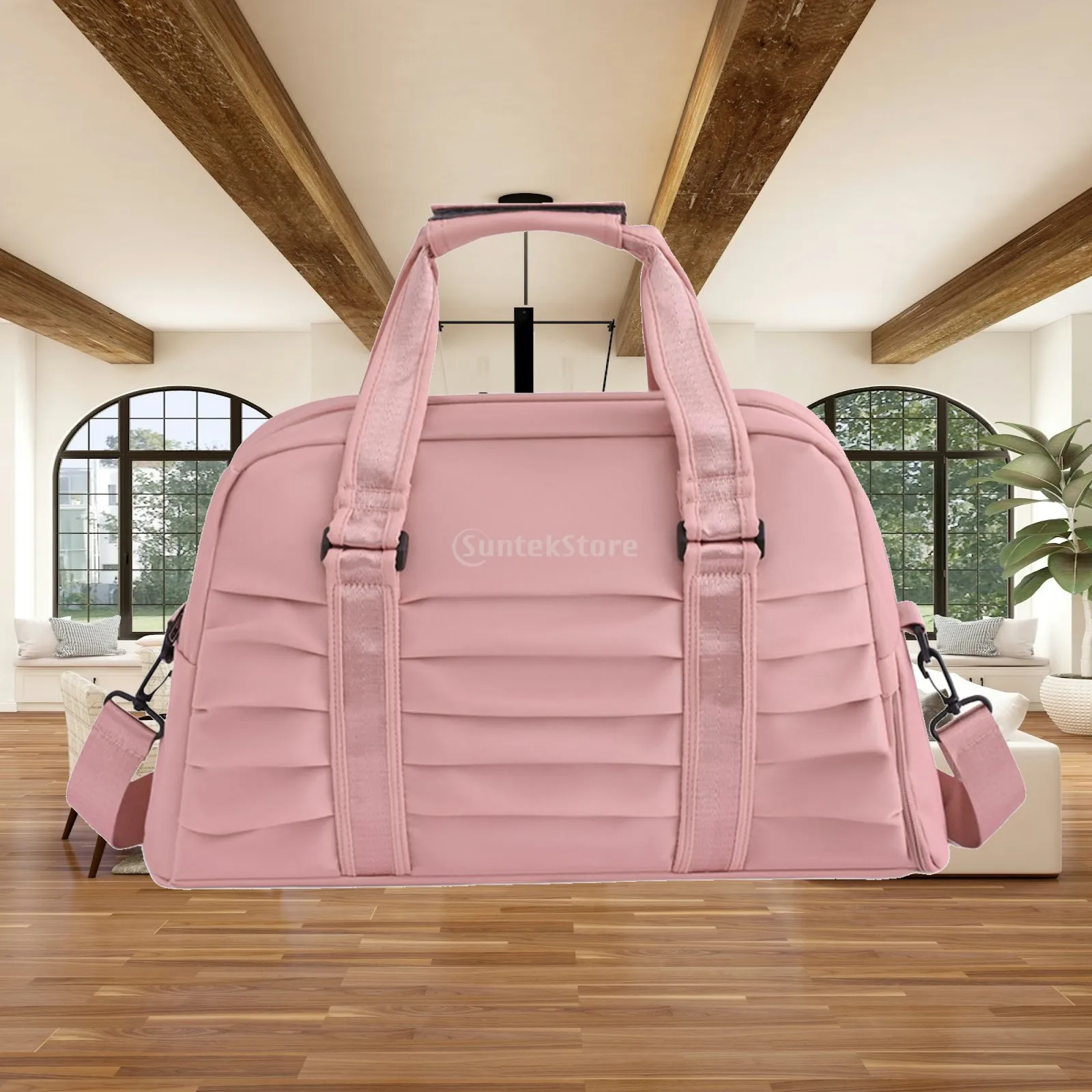 Travel Duffel Pouch for Women Large Capacity Waterproof Oxford Gym Bag with Shoe Compartment