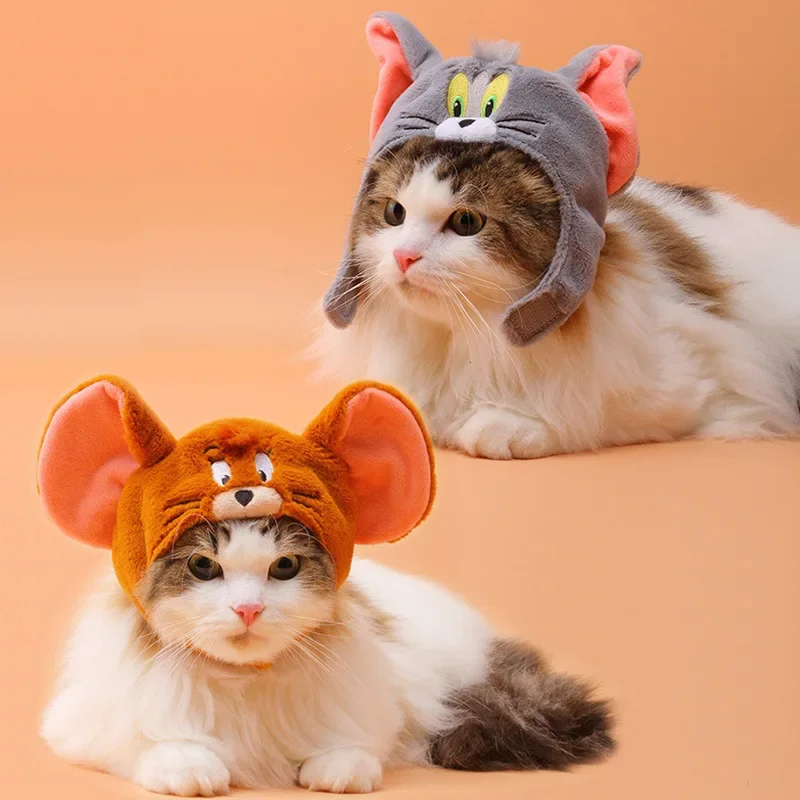 2024 Cartoon Tom Cat Costumes Funny Jerry Mouse Transformation Outfit Halloween Cat Two Legged Pet Cute Hat Dog Jacket