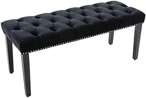 

Button-Tufted Ottoman Bench, Upholstered Bedroom Velvet Footrest Stool Accent Bench for Entryway Dining Room Living Room Bedroo