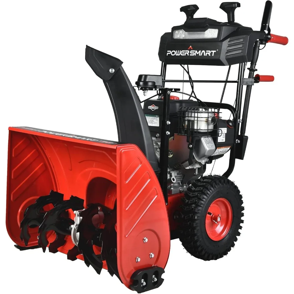 2-Stage Gas Snow Blower, 24 in. 208cc B&S Engine with Electric Starter, Handle Warmer, Self-Propelled, One-Handed Operation