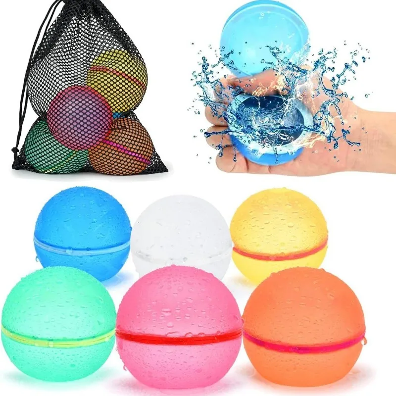 1/6pcs Reusable Water Balloons Soft Silicone Water-Bomb Quick-Fill Water-Balls Summer Pool Beach Party Fun Game Water Toy