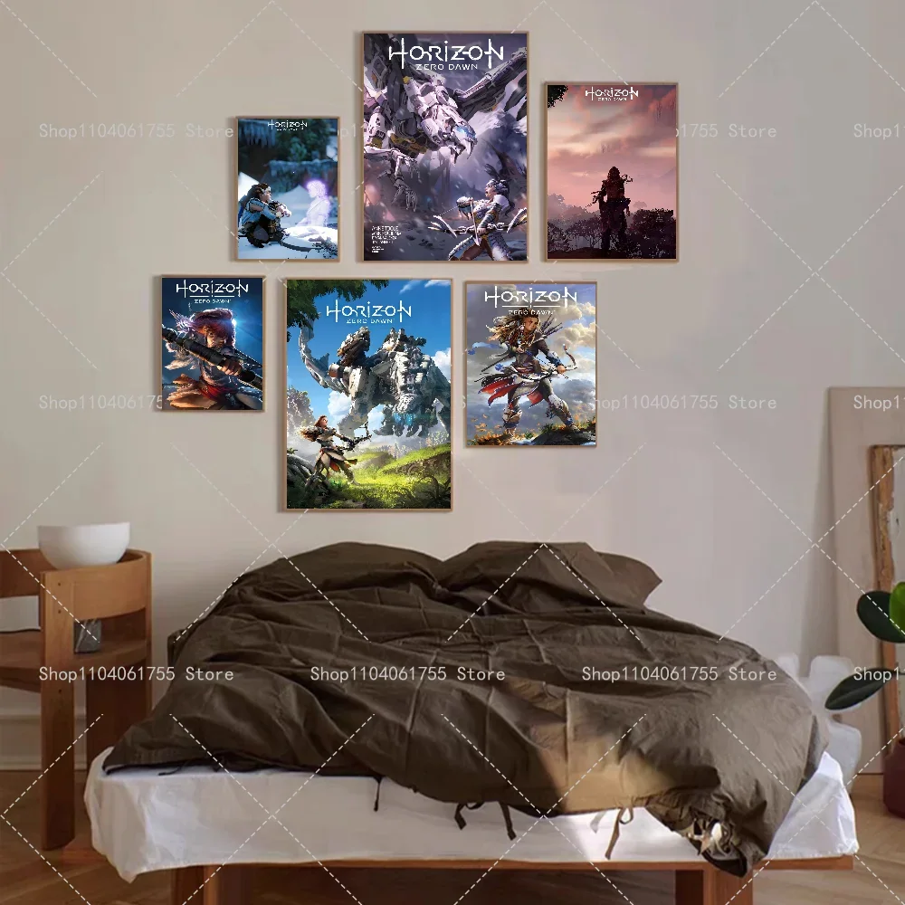 1PC Game Horizon Zero Dawn Poster Self-adhesive Art Waterproof Paper Sticker Coffee House Bar Room Wall Decor