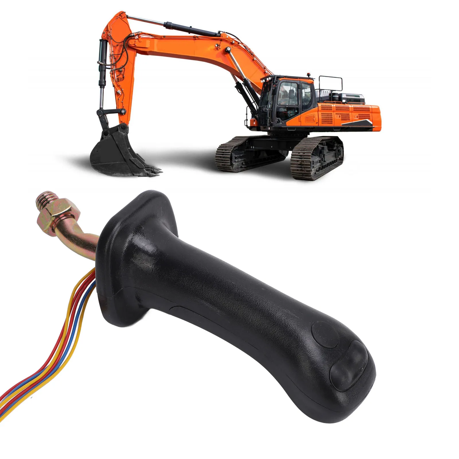 

2PCS Excavator Joystick Handles 3 Buttons Black Durable for Doosan DH DX150 215 225 300 370‑9C