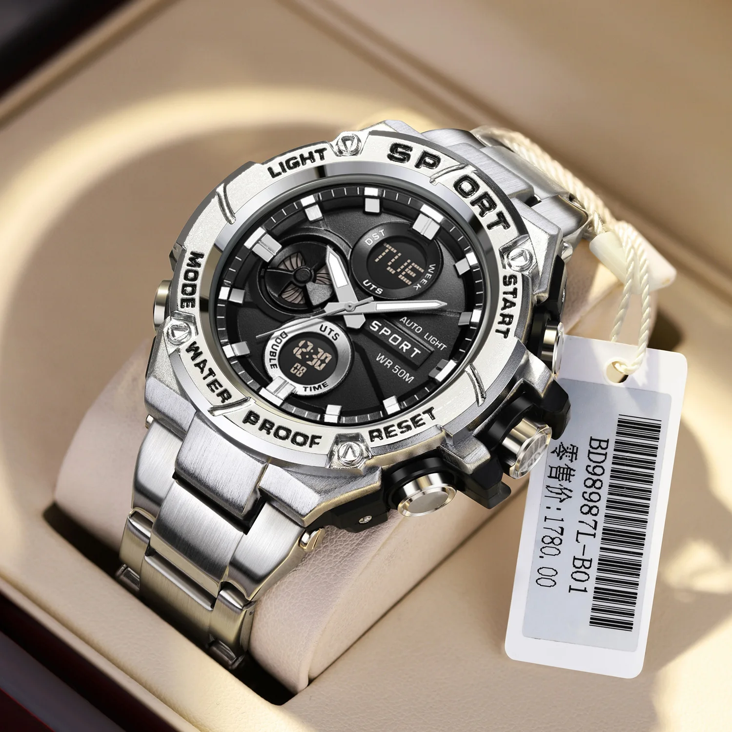 

Спортивные часы Steel & Heart в корейском стиле для мужчин и мальчиков, цифровые электронные часы, водонепроницаемые и светящиеся студенческие часы.