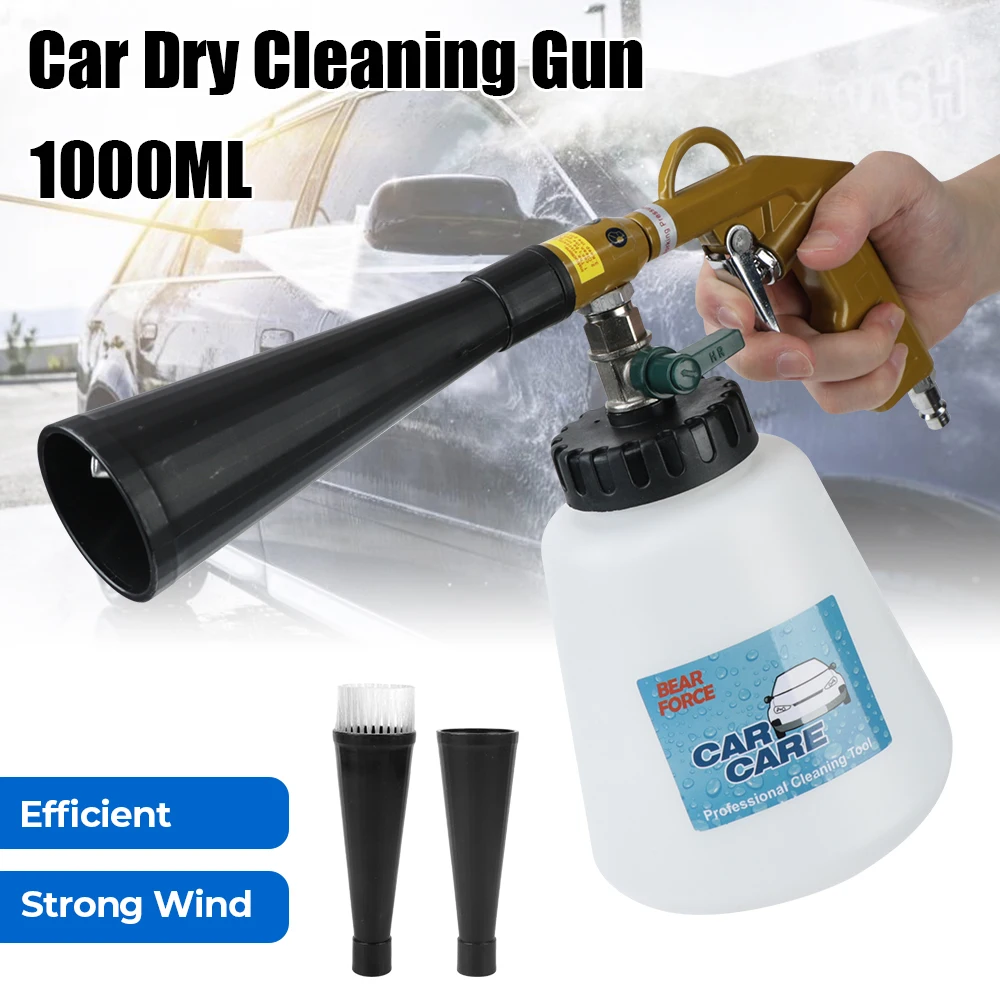 1L Car Foam Washer Brush Pneumatic Dry Cleaning High Pressure Gun EU RU Nozzles Detailing Tools For Seat Dashboard Vent Interior