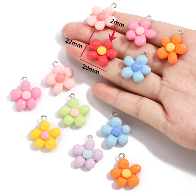 10 قطعة 8 ألوان الراتنج زهرة السحر ل القرط المفاتيح قلادة Diy kawaii طفل اليدوية صنع المجوهرات 22*20 مللي متر W509 #2