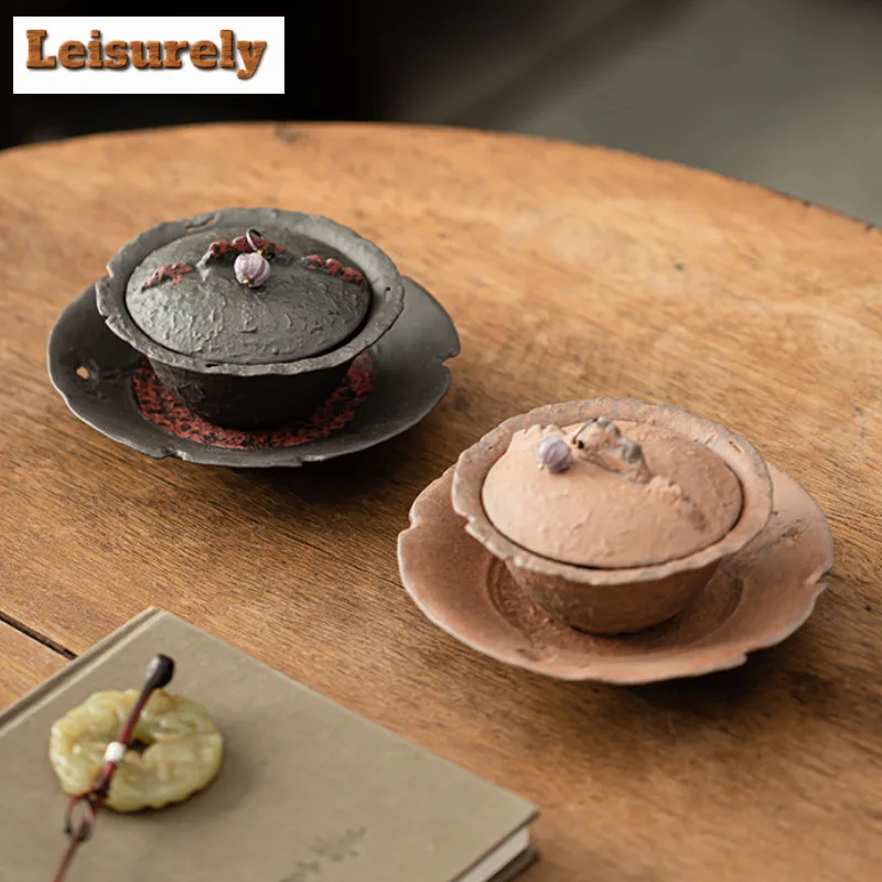 

150ML Creative Flame Mountain Old Rock Mud Gaiwan Tea Tureen Tea Bowl With Lid Kit Tea Brewing Cover Bowl Teaware Decoration