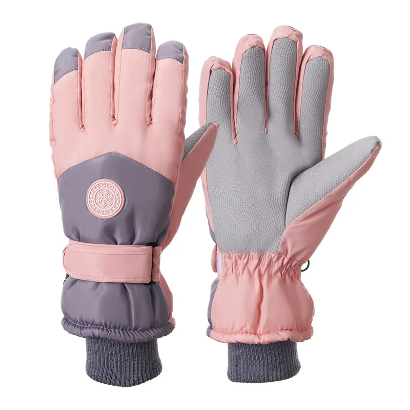 Snowflake Pattern Ski Gloves Oxford Fabric Adult Winter Gloves