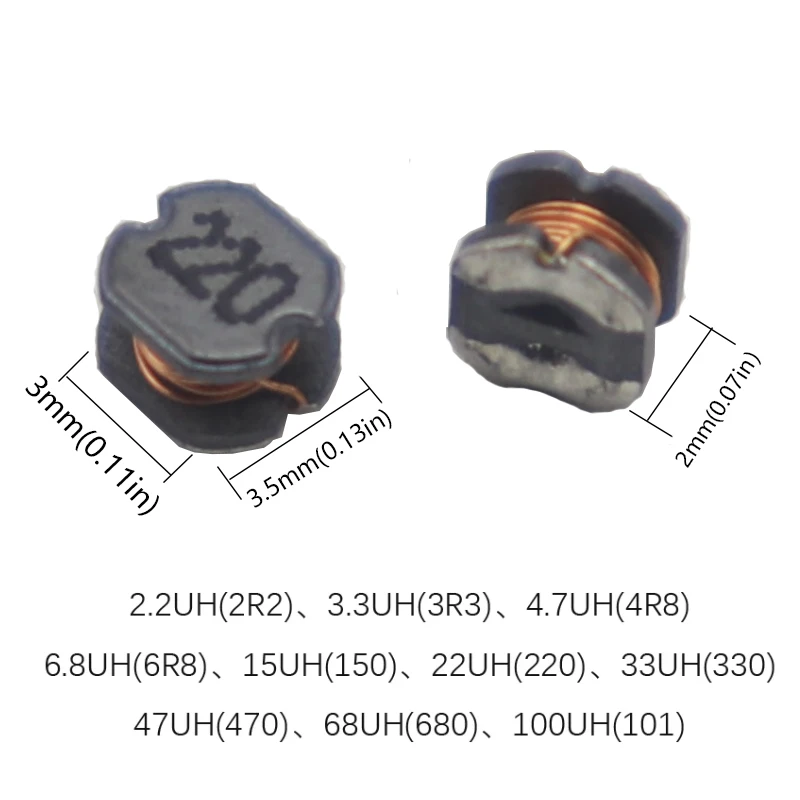 【50-10PCS】 Inductor de potencia CD32 2,2/3,3/4,7/6,8/10/15/22/47/100UH inductancia SMD núcleo de cobre