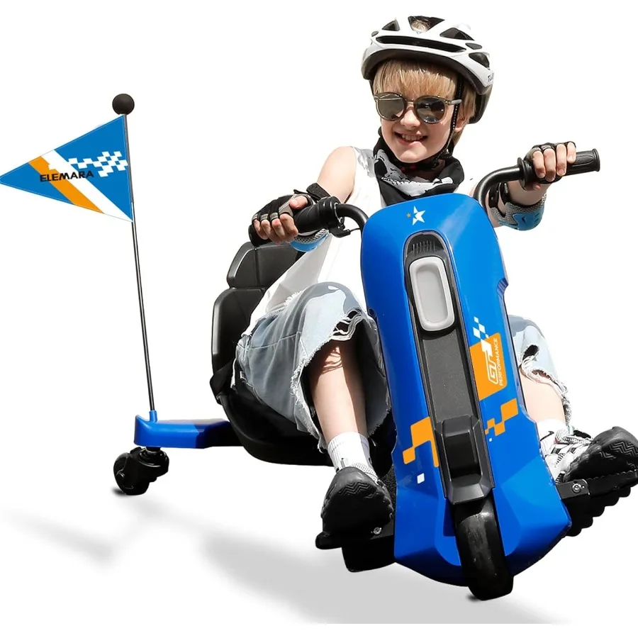 Kart de deriva con velocidad continua, karts de deriva de 12V para asiento ajustable, Go Kart de 5 MPH con música, banderín de luz Bluetooth