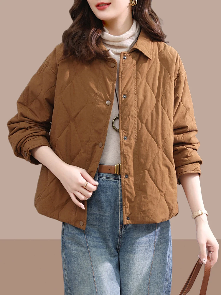 

Lightweight Cotton Jaet Women's ort Sle Faionable Autumn Winter Cotton Padded Coat Thin Straight Cut Korean Sle