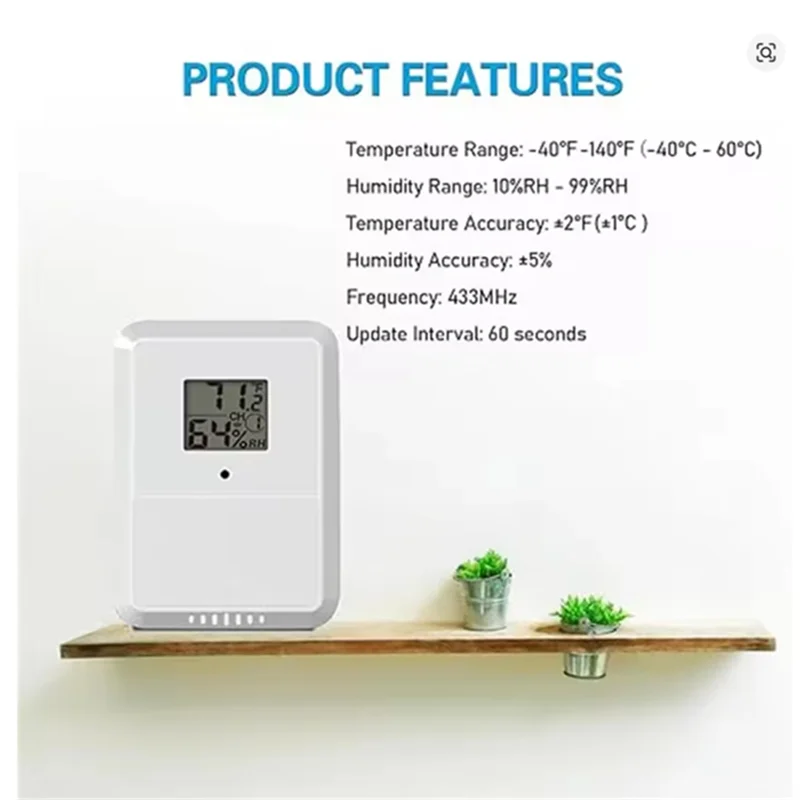 AA84 Wireless Weather Station Clock Real-Time Warning Device For Home/Office Alexa/Google Home