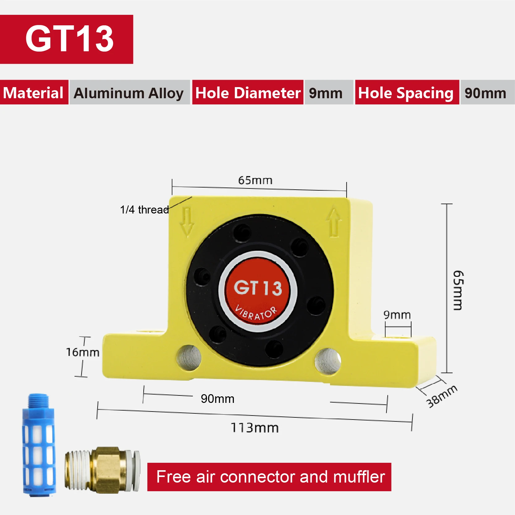 Pneumatic Turbine Vibrator – Aluminum Alloy GT Air Vibrator, Quiet Operation, 130~11150N Force For Hoppers & Conveyors