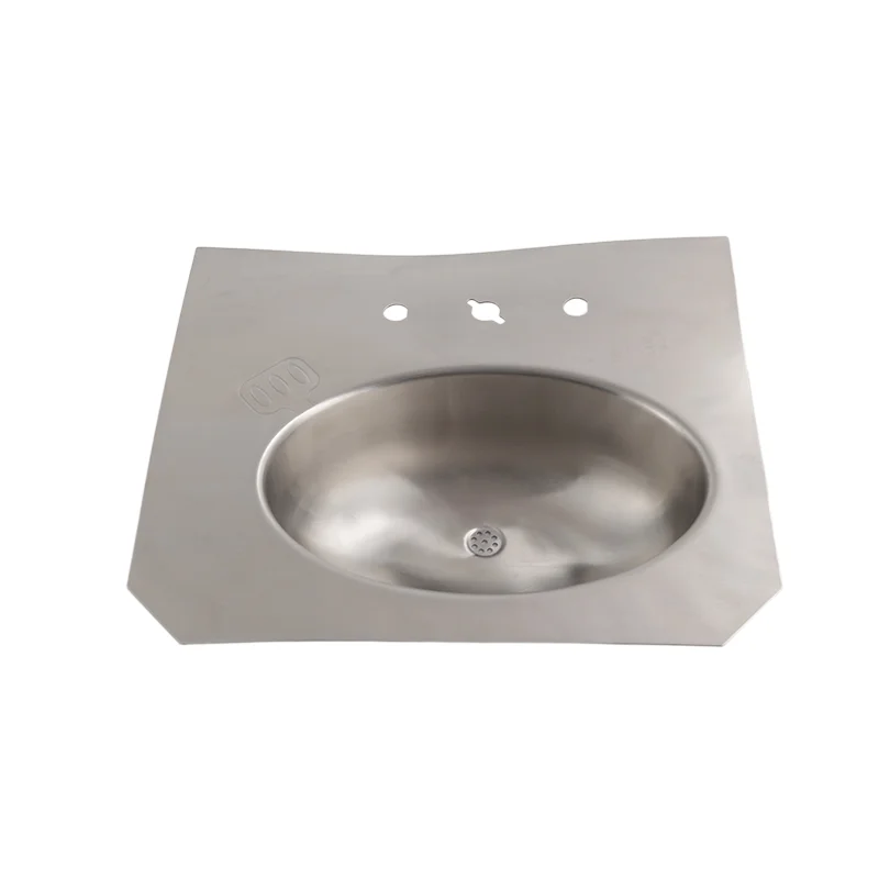 Factory Customized High-quality 304 Stainless Steel Modern Deck-mounted Hotel Use Bathroom Sink Washbasin Hot Sale