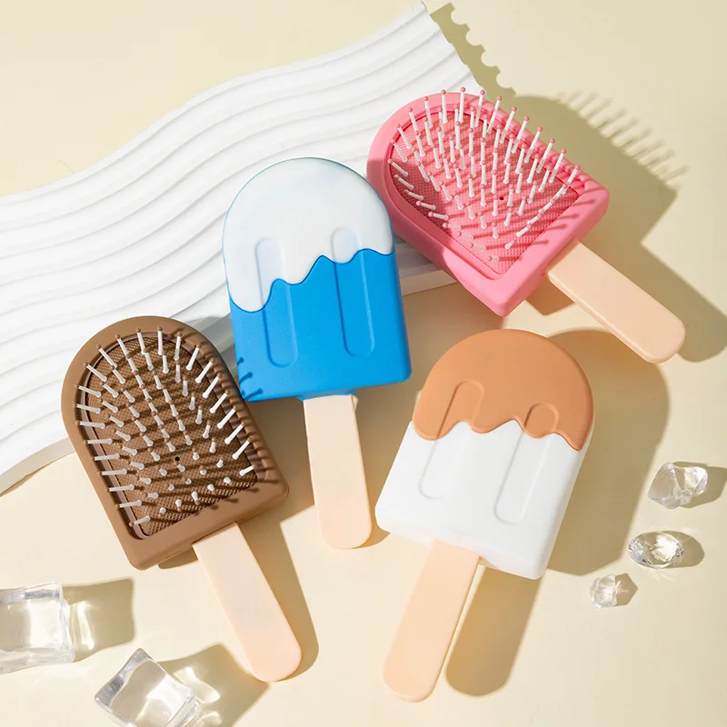 Ice Cream Shaped Hair Comb Scalp Massage Comb Hairbrush Women Wet Curly Detangle Hair Brush for Salon Hairdressing Styling Tools