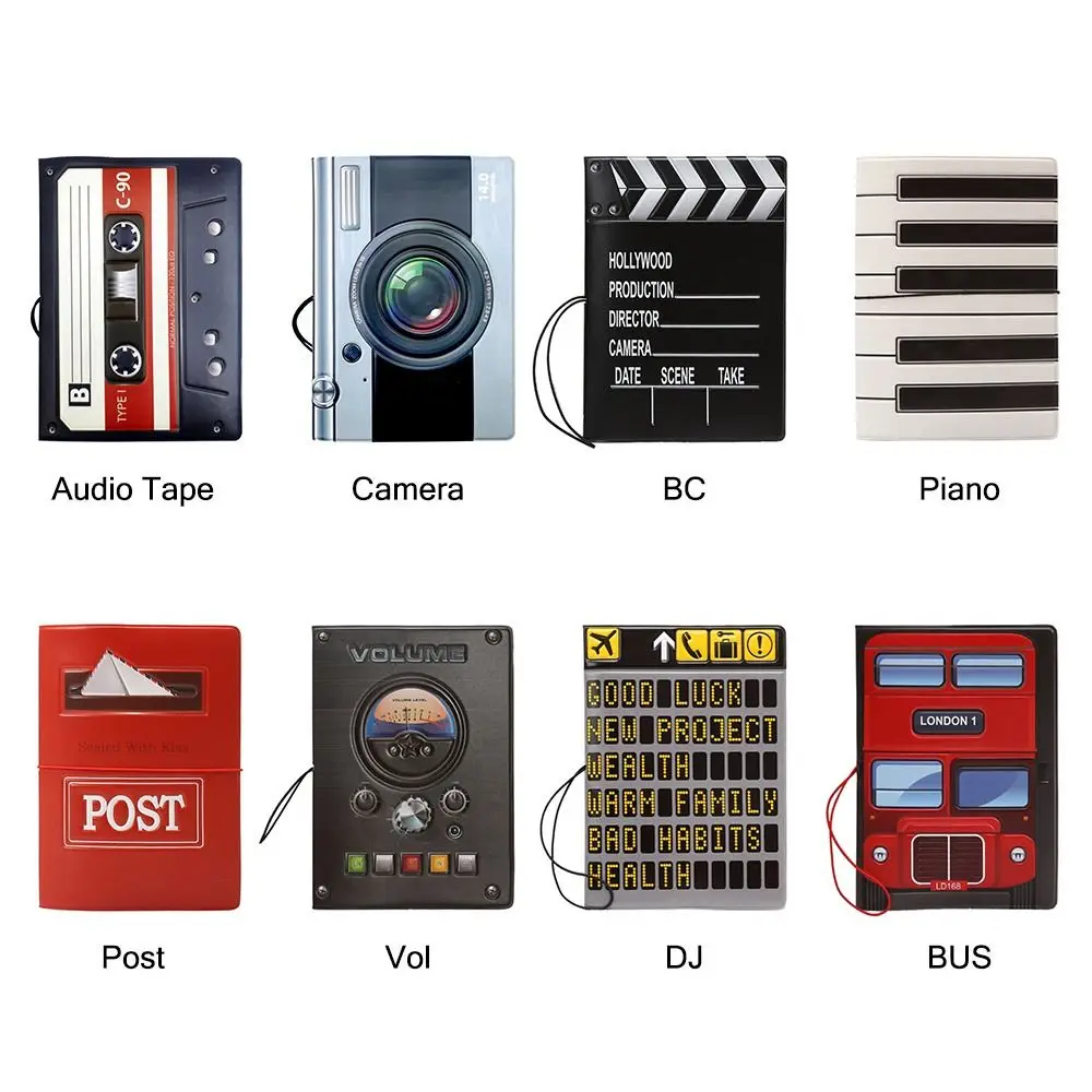 남녀공용 3D 패턴 여권 커버, 피아노 포스트, 오디오 테이프, 카메라 티켓 클램프, 방수 보호 카드 패키지 가방
