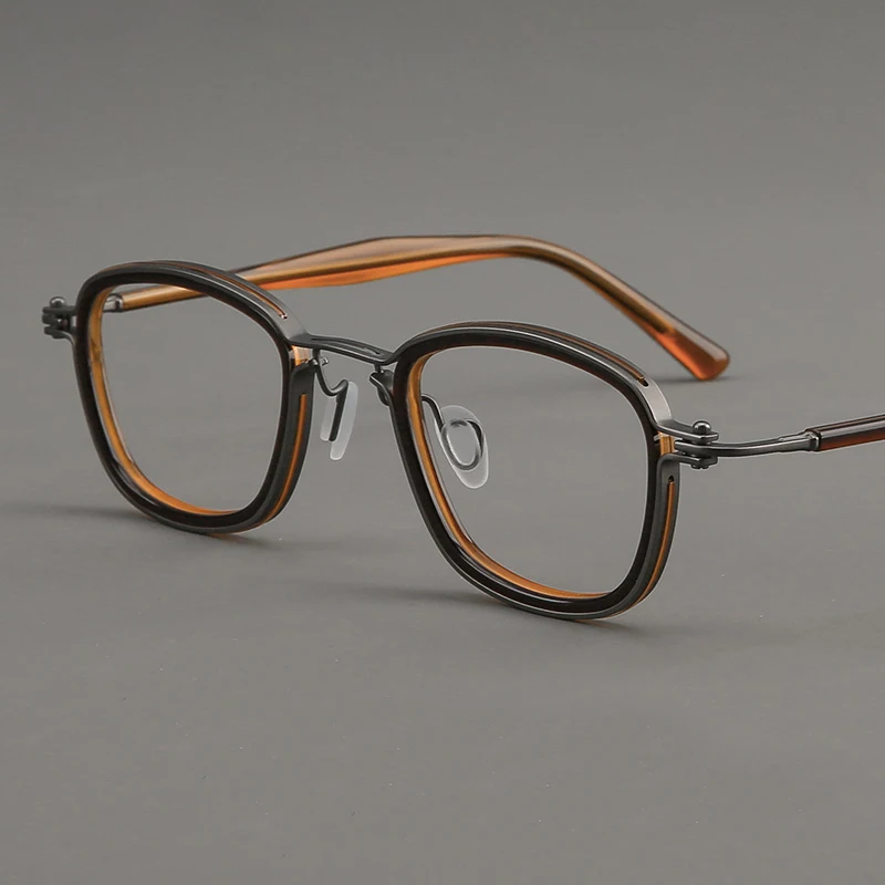 

High Quality Vintage Square Glasses Frame Women Handmade Full Rim Trendy Eyeglasses Men Retro Titanium Acetate Eyewear