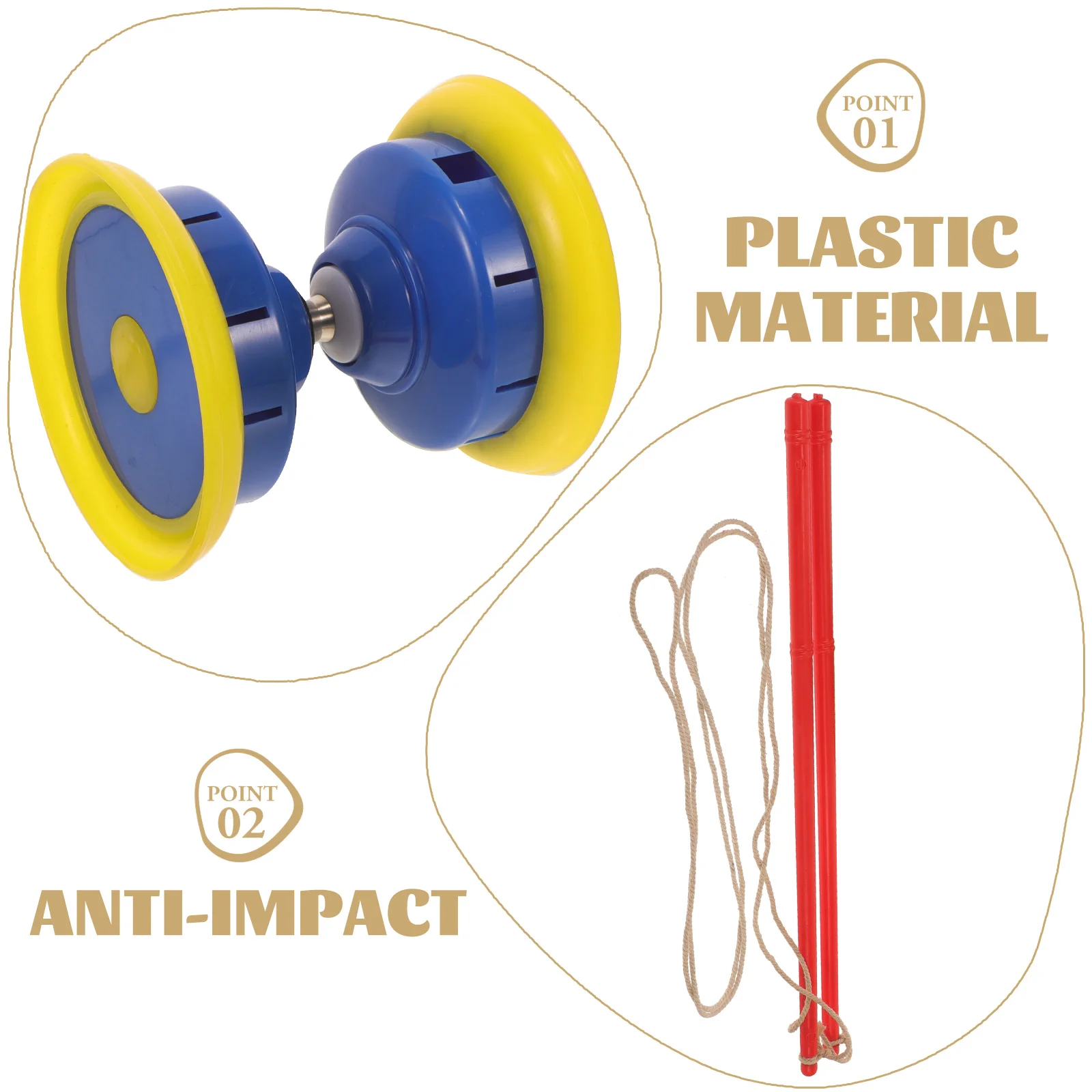 

Diabolo For Kids Adults Chinese Traditional Plastic Juggling Fitness Plaything Reusable Outdoor Double End Bearing Yoyo Set