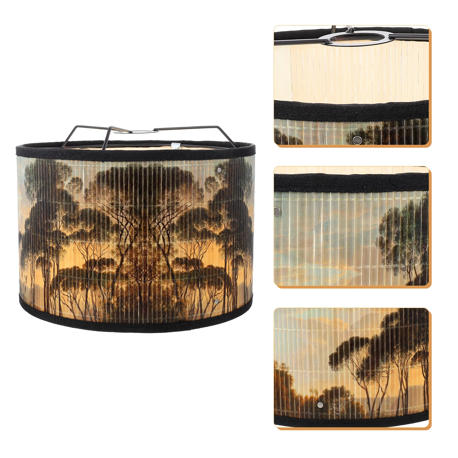 

Lampshade Bamboo Home Retro Decor Hanging Decoration Vintage European Style Printed