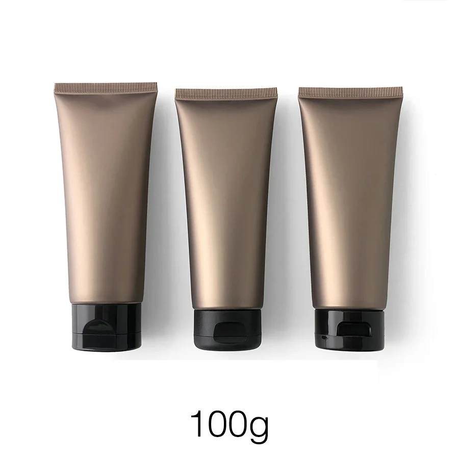 100g Frosted Gold Brown Plastic Soft Tube 100ml Facial Lotion Cream Refillable Squeeze Bottle Empty Cosmetic Container