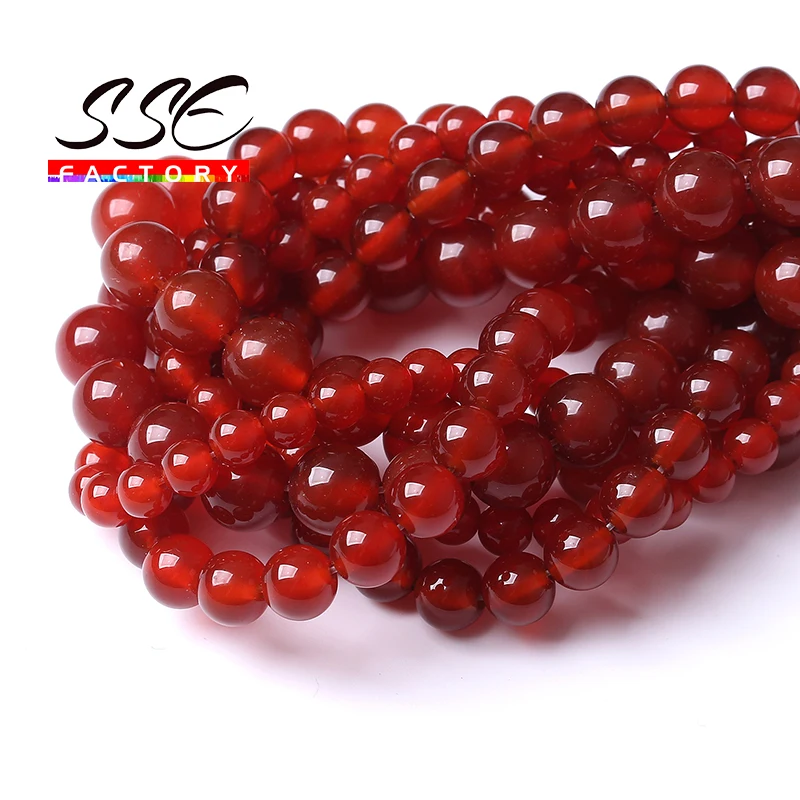 7A Natural Chinese Red Agates Stone Beads For Jewelry Making Round Loose Beads DIY Bracelets Necklaces 4 6 8 10 12 14mm 15\