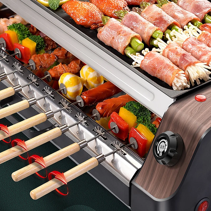 Household Automatic Rotating Smokeless Home Barbecue Hot Dog Automatic Rotating Barbecue Machine Mutton Skewers Barbecue Machine