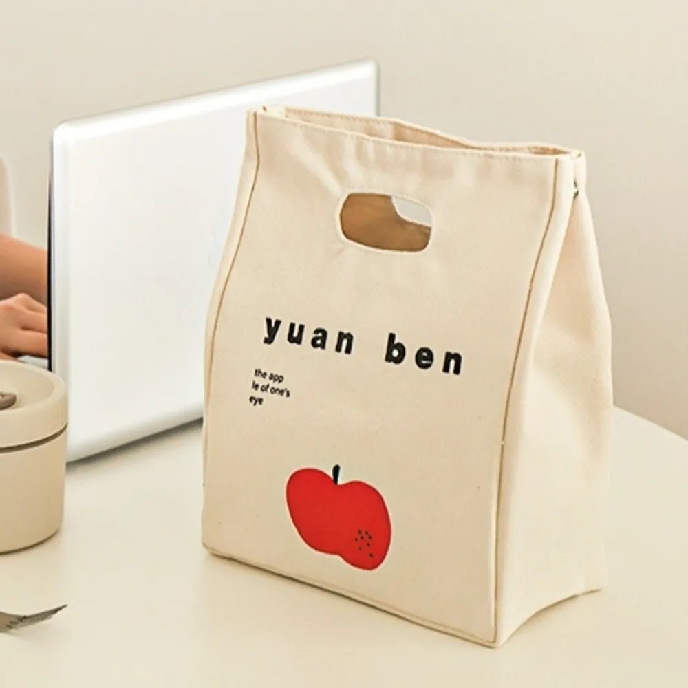 Aluminum Foil Liner Insulated Lunch Bag Canvas Large Capacity Portable Picnic Bag Thick Reusable Food Storage Bag Travel